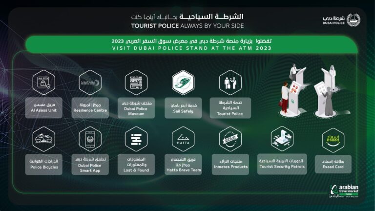 شرطة دبي تقدم 12 خدمة للسياح في سوق السفر العربي