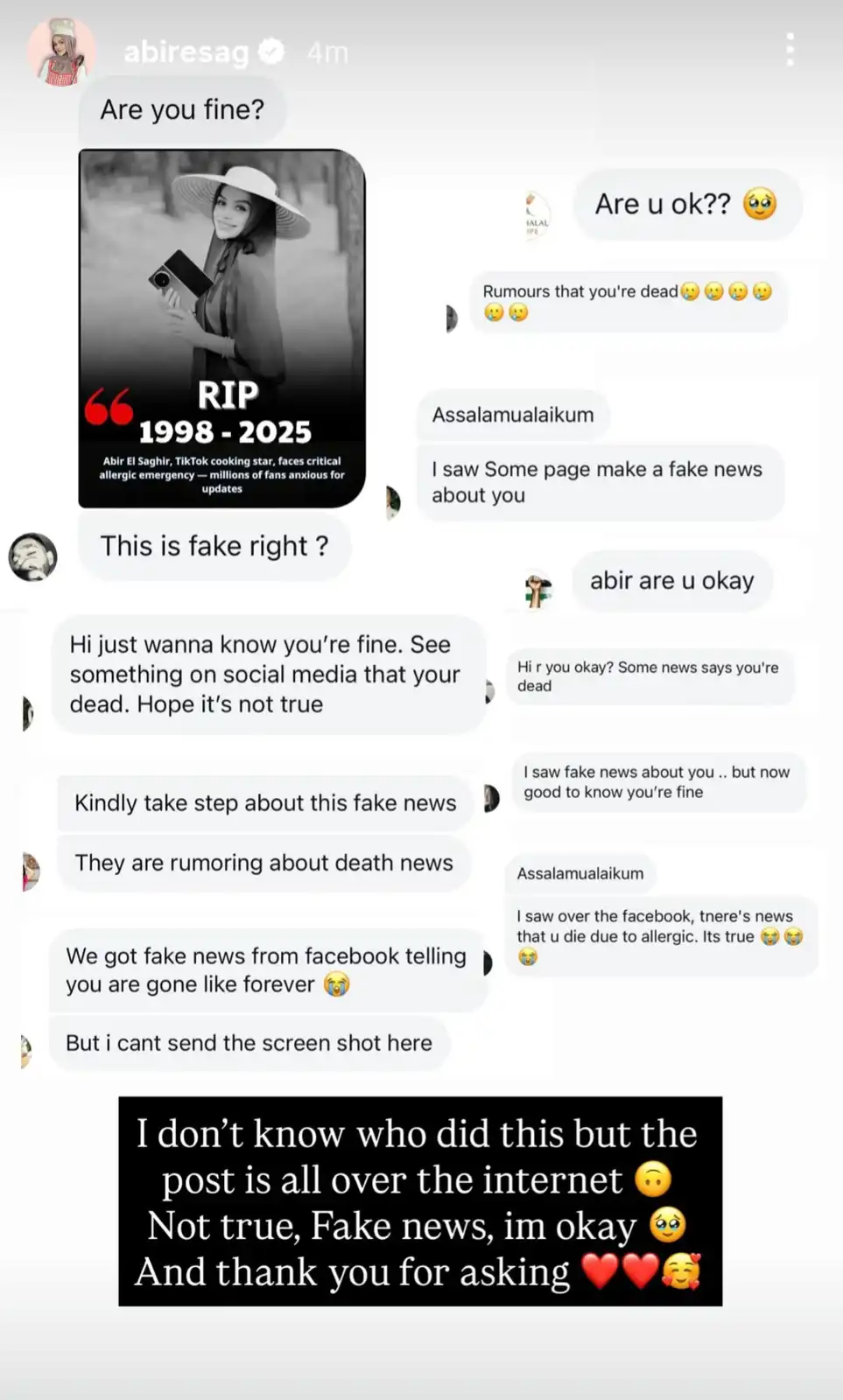 عبير الصغير تكشف الحقيقة بعد شائعة وفاتها بطريقة مثيرة عبير الصغير