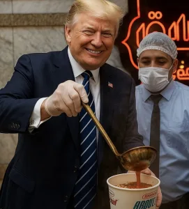 مطعم “أبو طارق” يسخر من ترامب بكشري مصري قبل زيارته للقاهرة ترامب