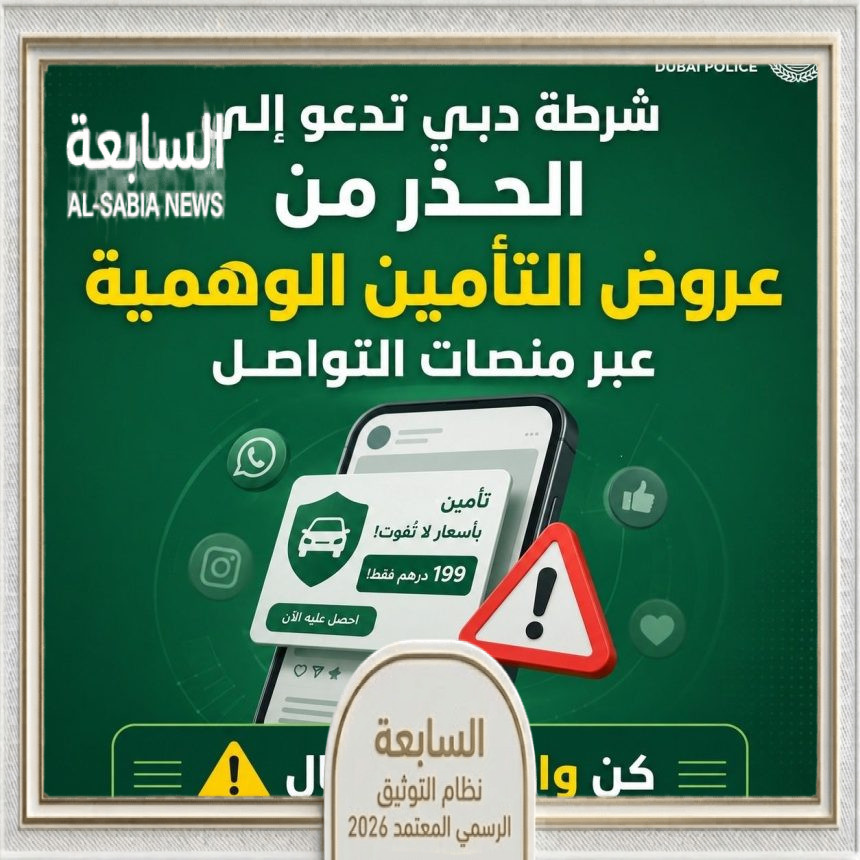 شرطة دبي تحذر من عروض تأمين وهمية على منصات التواصل الاجتماعي